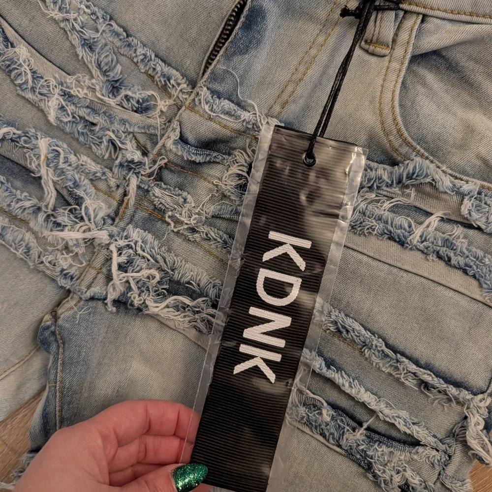 KDNK Light Blue Stacked Skinny Flare Jeans Size 28 New